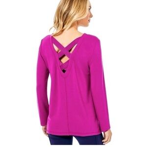 Lilly Pulitzer Luxletic Areli Bordeaux Berry Top Crisscross SZ Large NEW
